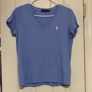 Polo by Ralph Lauren Women's Classic Blue V-Neck Tee